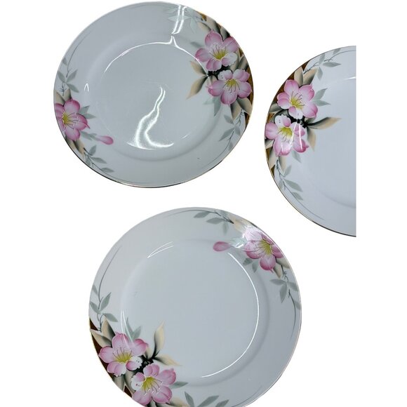 VTG Noritake Azalea Dinner Plates Set of 3 10" Handpainted Pink Floral Gold Trim - Picture 2 of 10